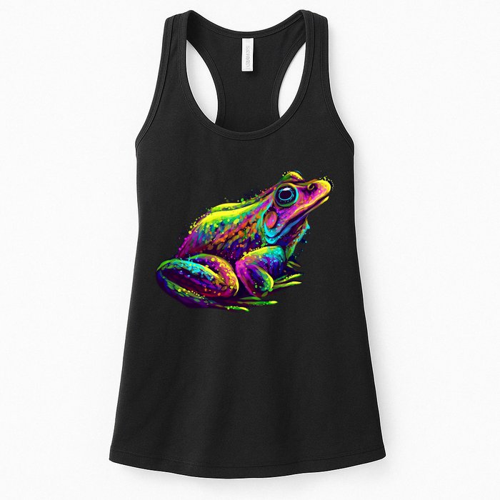 Realistic Colorful Frog Abstract Pose Womens Tank Top