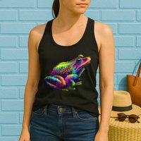 Realistic Colorful Frog Abstract Pose Womens Tank Top