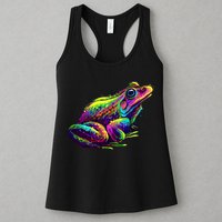 Realistic Colorful Frog Abstract Pose Womens Tank Top