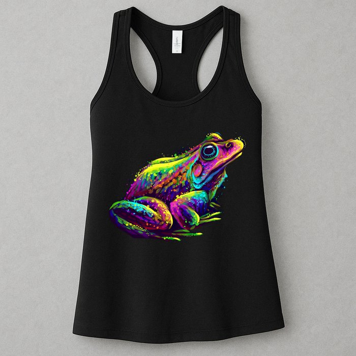 Realistic Colorful Frog Abstract Pose Womens Tank Top