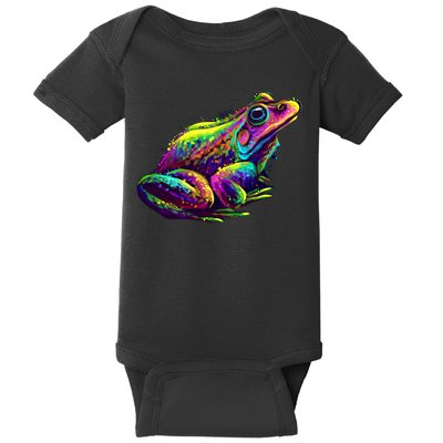Realistic Colorful Frog Abstract Pose Baby Bodysuit