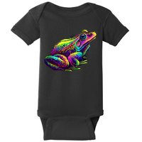 Realistic Colorful Frog Abstract Pose Baby Bodysuit