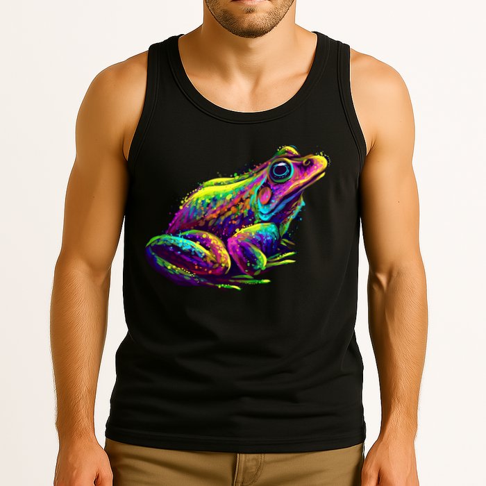 Realistic Colorful Frog Abstract Pose Tank Top