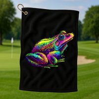 Realistic Colorful Frog Abstract Pose Golf Towel