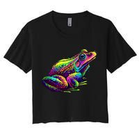 Realistic Colorful Frog Abstract Pose Crop Top