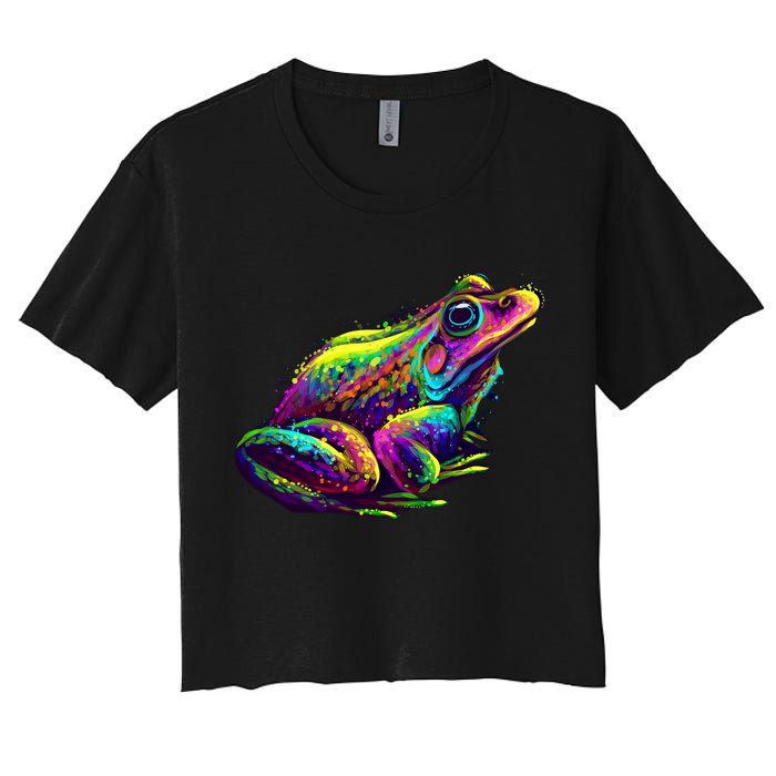 Realistic Colorful Frog Abstract Pose Crop Top