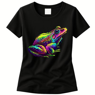 Realistic Colorful Frog Abstract Pose Womens T-Shirt