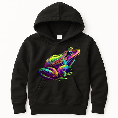 Realistic Colorful Frog Abstract Pose Kids Hoodie