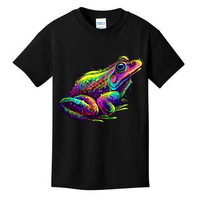 Realistic Colorful Frog Abstract Pose Kids T-Shirt