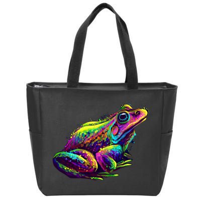 Realistic Colorful Frog Abstract Pose Zip Tote Bag