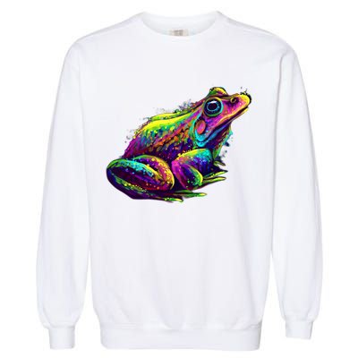 Realistic Colorful Frog Abstract Pose Garment-Dyed Sweatshirt