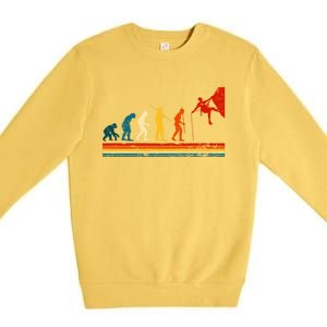 Rock Climbing Funny Evolution Of Man Rock Climber Gift Premium Crewneck Sweatshirt