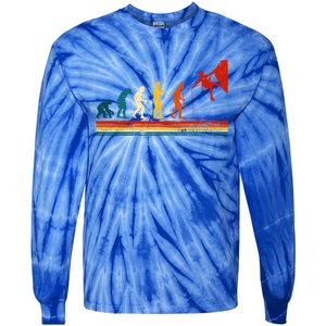 Rock Climbing Funny Evolution Of Man Rock Climber Gift Tie-Dye Long Sleeve Shirt