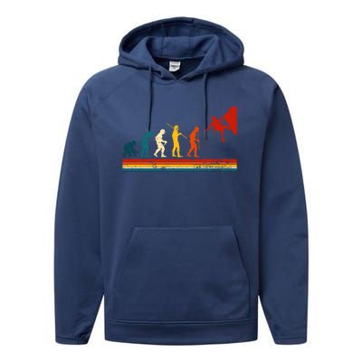 Rock Climbing Funny Evolution Of Man Rock Climber Gift Performance Fleece Hoodie