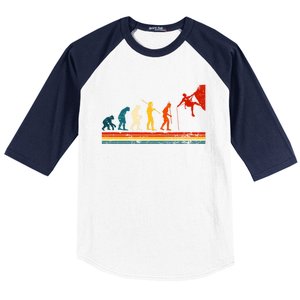 Rock Climbing Funny Evolution Of Man Rock Climber Gift Baseball Sleeve Shirt