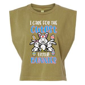 retro Care For Cutest Little Bunnies Easter Nurse Garment-Dyed Women's Muscle Tee