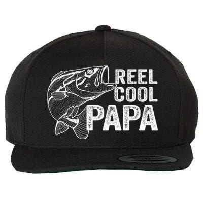 Reel Cool Fishing Gift Papa Grandpa Fisher Bass Gift Wool Snapback Cap