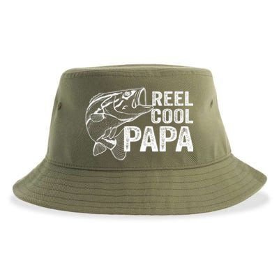 Reel Cool Fishing Gift Papa Grandpa Fisher Bass Gift Sustainable Bucket Hat