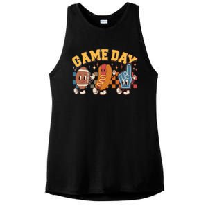 Retro Cartoon Football Game Day Ladies PosiCharge Tri-Blend Wicking Tank