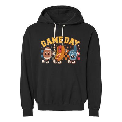 Retro Cartoon Football Game Day Garment-Dyed Fleece Hoodie
