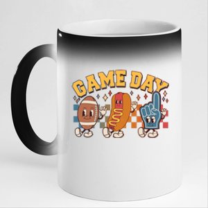 Retro Cartoon Football Game Day 11oz Black Color Changing Mug