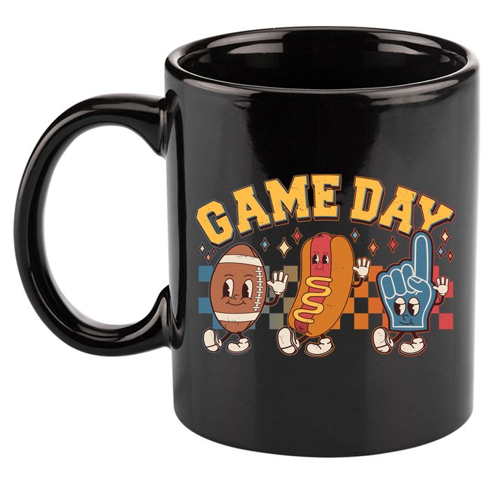 Retro Cartoon Football Game Day 11oz C Handle Ceramic Mug