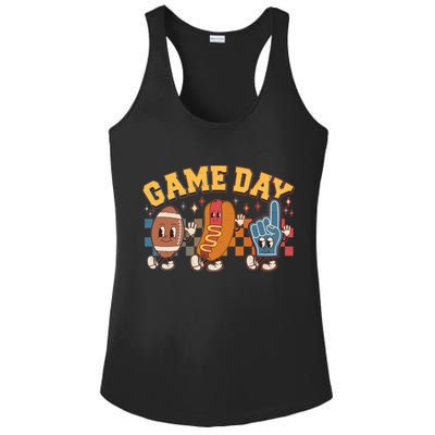 Retro Cartoon Football Game Day Ladies PosiCharge Competitor Racerback Tank