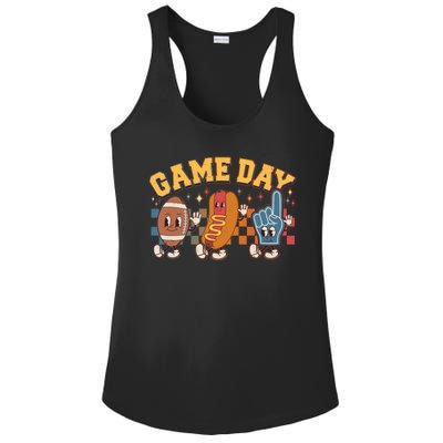 Retro Cartoon Football Game Day Ladies PosiCharge Competitor Racerback Tank