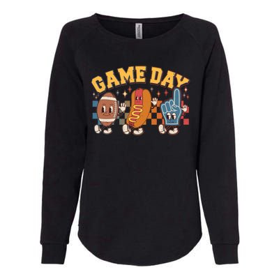 Retro Cartoon Football Game Day Womens California Wash Sweatshirt