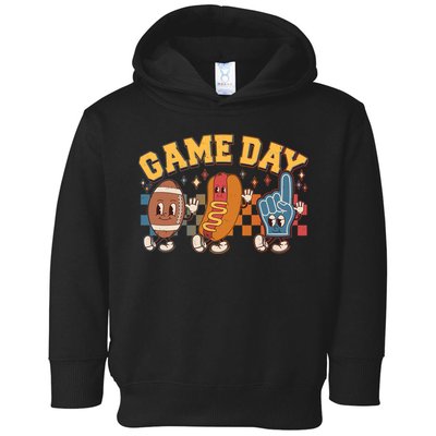 Retro Cartoon Football Game Day Toddler Hoodie