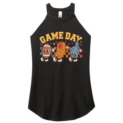 Retro Cartoon Football Game Day Women's Perfect Tri Rocker Tank