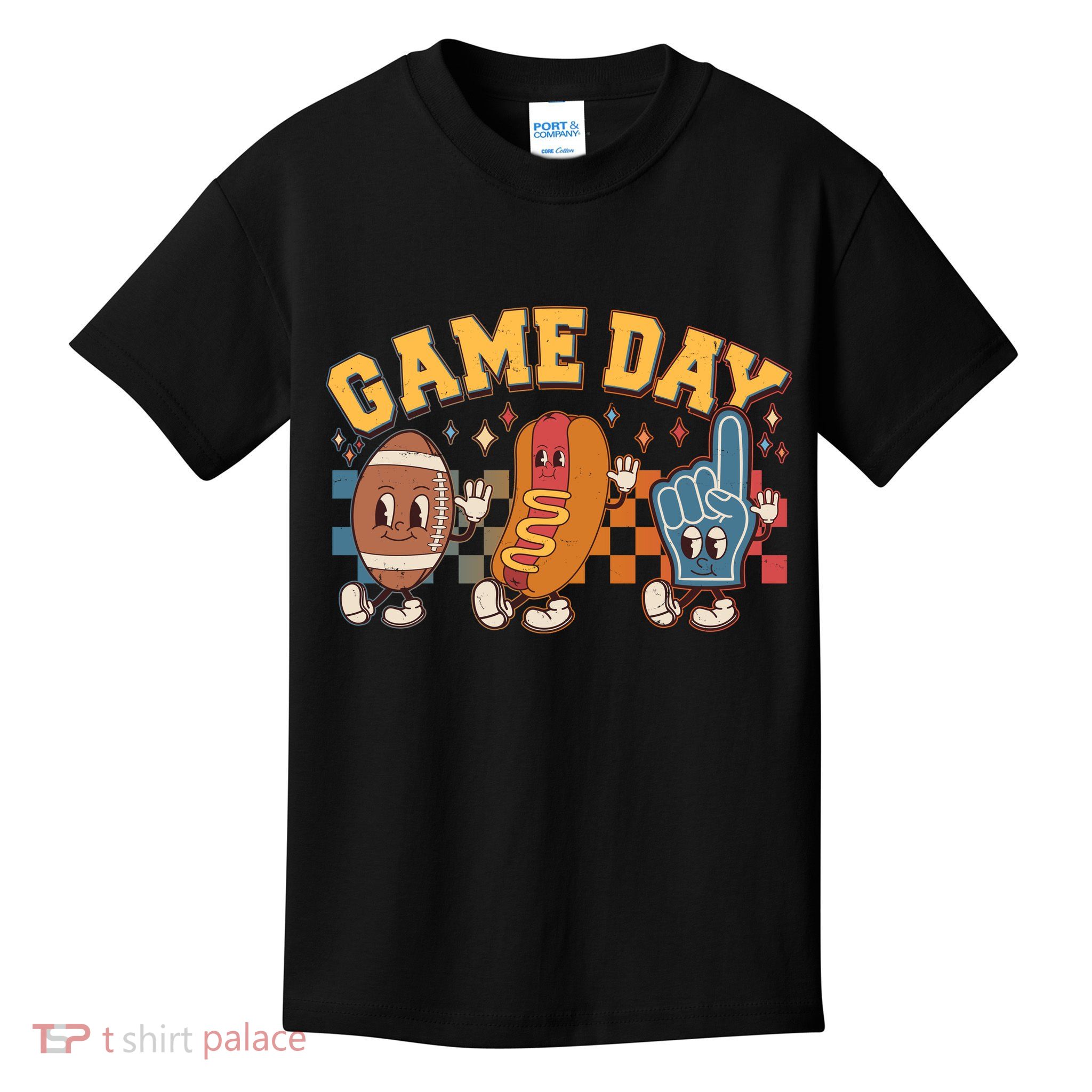 Retro Cartoon Football Game Day Kids T-Shirt