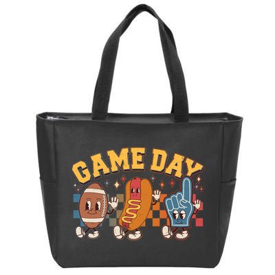 Retro Cartoon Football Game Day Zip Tote Bag