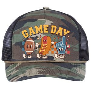 Retro Cartoon Football Game Day Retro Rope Trucker Hat Cap