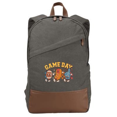 Retro Cartoon Football Game Day Cotton Canvas Backpack