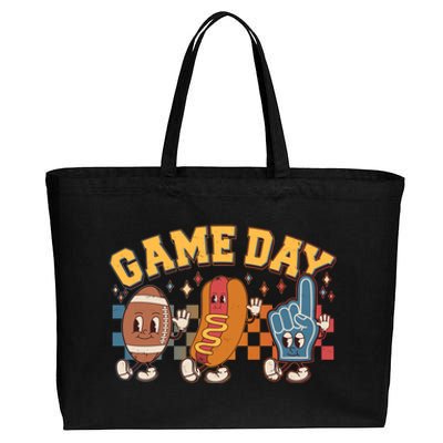 Retro Cartoon Football Game Day Cotton Canvas Jumbo Tote