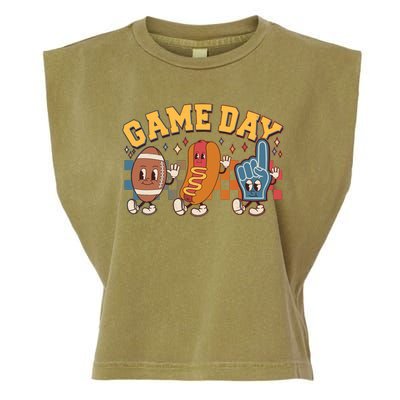 Retro Cartoon Football Game Day Garment-Dyed Women's Muscle Tee