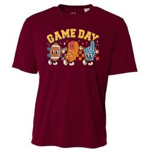 Retro Cartoon Football Game Day Cooling Performance Crew T-Shirt