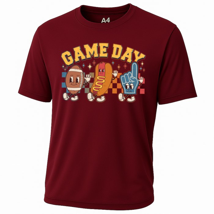 Retro Cartoon Football Game Day Cooling Performance Crew T-Shirt