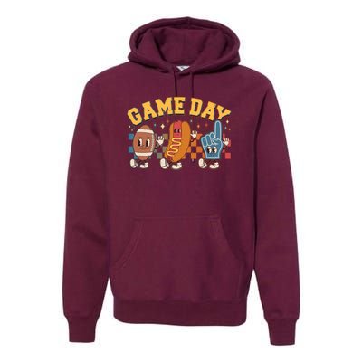 Retro Cartoon Football Game Day Premium Hoodie