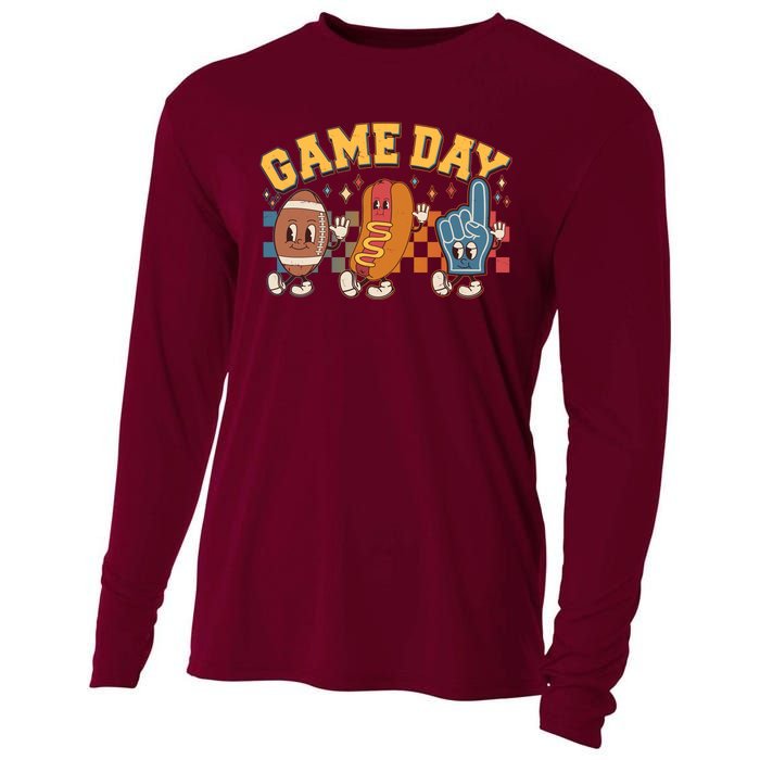 Retro Cartoon Football Game Day Cooling Performance Long Sleeve Crew