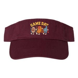 Retro Cartoon Football Game Day Valucap Bio-Washed Visor