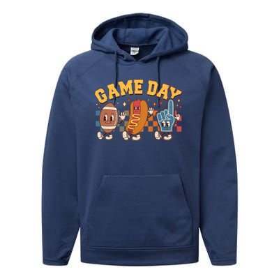 Retro Cartoon Football Game Day Performance Fleece Hoodie