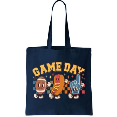 Retro Cartoon Football Game Day Tote Bag