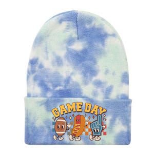 Retro Cartoon Football Game Day Tie Dye 12in Knit Beanie