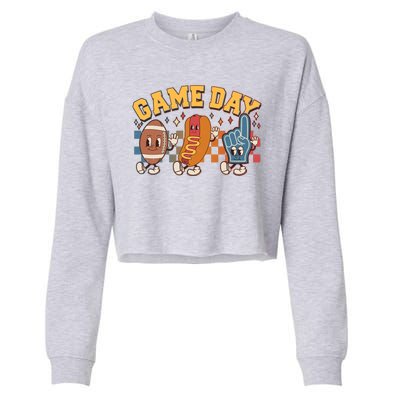 Retro Cartoon Football Game Day Cropped Pullover Crew