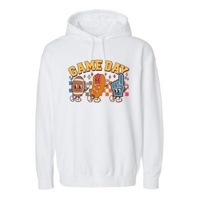 Retro Cartoon Football Game Day Garment-Dyed Fleece Hoodie