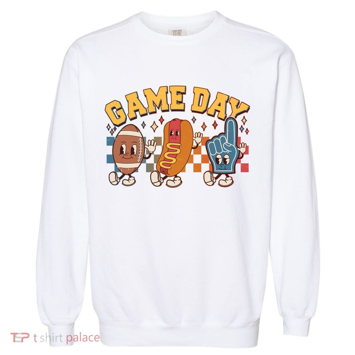 Retro Cartoon Football Game Day Garment-Dyed Sweatshirt