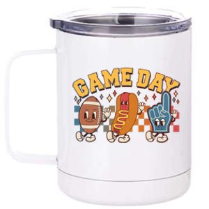 Retro Cartoon Football Game Day 12 oz Stainless Steel Tumbler Cup