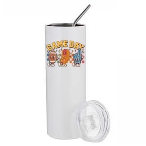 Retro Cartoon Football Game Day Stainless Steel Tumbler